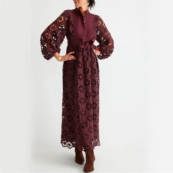 Tuckernuck Merlot Lace Calliope Dress - Picture 1 of 8